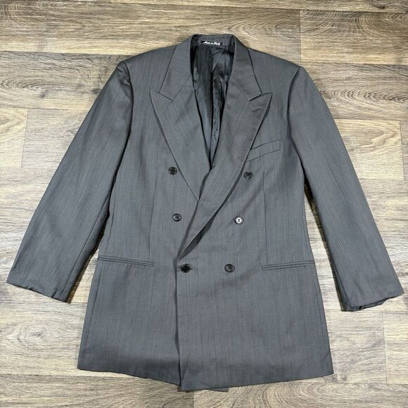 Vintage 1980’s Mani $495 Suit Jacket - Men 41 Gray Pinstripe DB Blazer - Picture 1 of 15